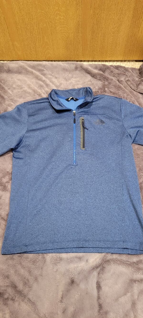 The North Face Sweater Mens Large Blue 1/4 Zip Fleece Pullover Mock Neck Outdoor